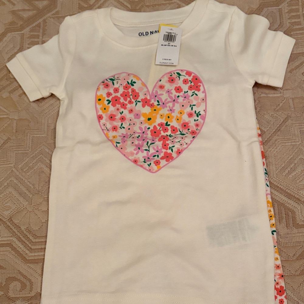 Old Navy Pink Heart Printed Snug-Fit Pajama Set /NWT/3T - Picture 4 of 13